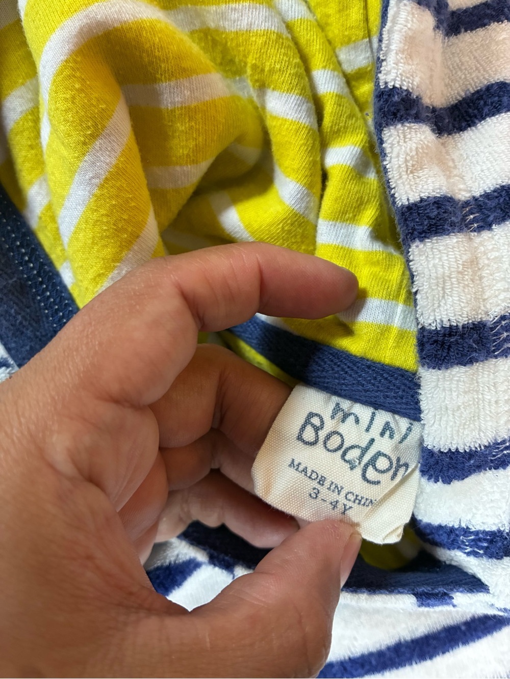 Mini Boden Terry Cloth Swim Coverup Rainbow Navy Striped Dress 3-4 Year - Picture 5 of 7
